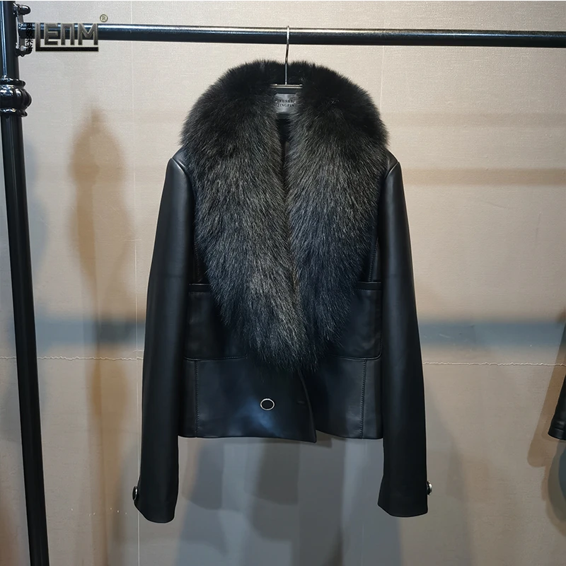 女士真皮皮衣绵羊皮西装领时尚羽绒女款皮衣