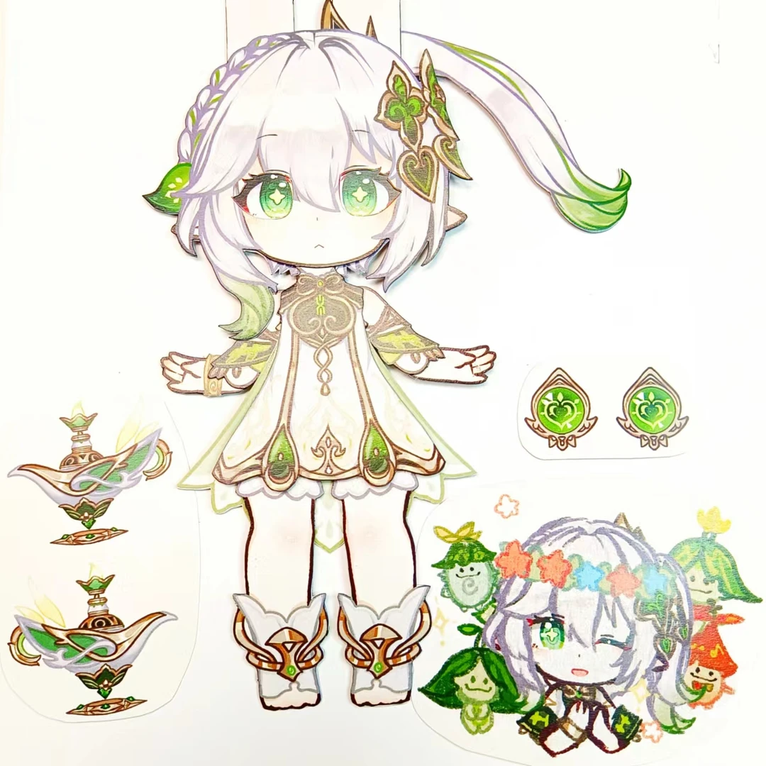 纯手工可动纸片人纳西妲胡桃原神人动漫人偶成品和材料包