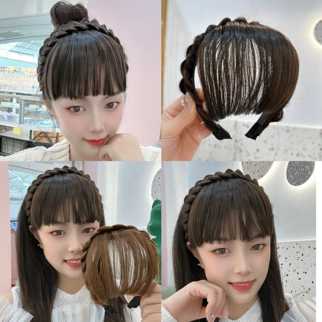 简约空气刘海鱼骨辫发箍 隐形齐刘海自然无痕发饰女