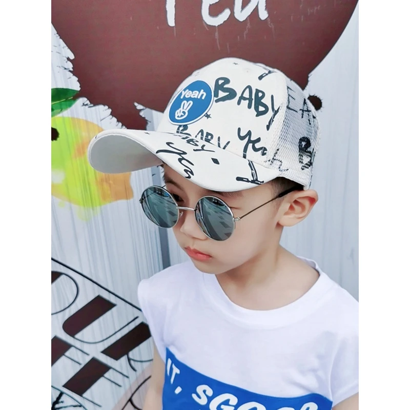 儿童遮阳帽男童潮流棒球帽时尚鸭舌帽宝宝太阳帽小孩网眼透气帽子