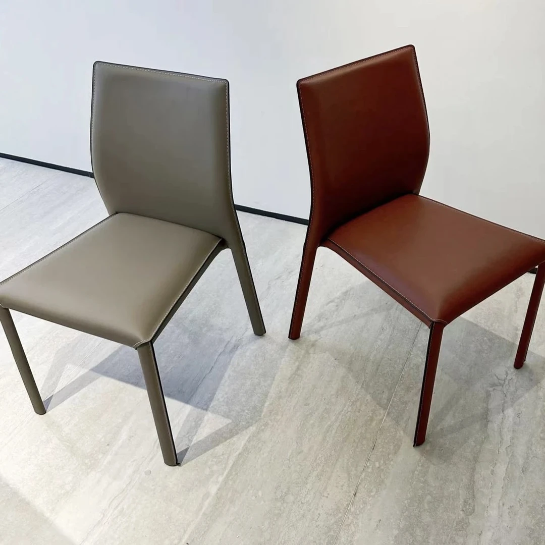 【2张】【柚苏】Y-1004意式巴萨罗那马鞍皮可叠放休闲餐椅52*47*84