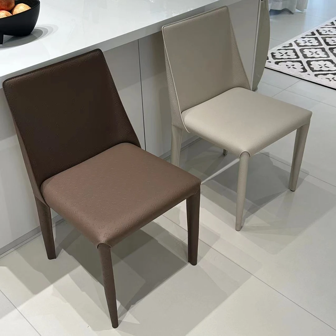 【2张】【柚苏】Y-2024意式轻奢单人椅家用餐厅简约压花餐椅46*52*81