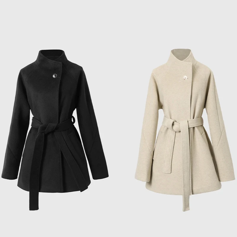 名媛气质轻奢毛呢外套休闲百搭显瘦2025春季新款宽松洋气收腰大衣