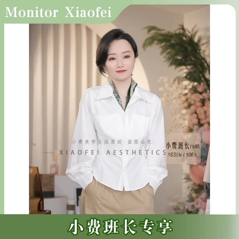 【小费班长专享】法式优雅气质感收腰白色衬衫女秋季2024年新款衬衣