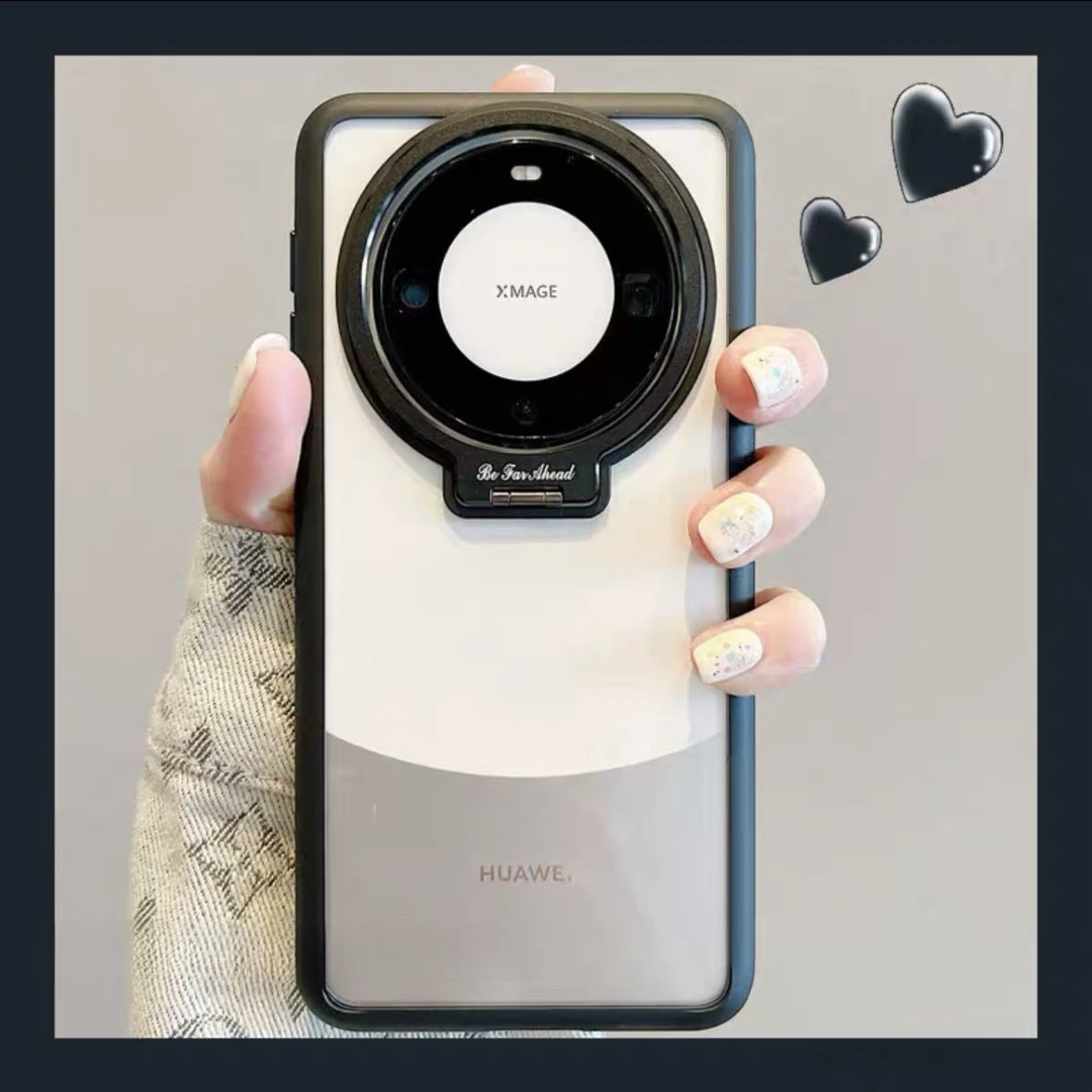 华为mate60pro手机壳简约透明mate40pro镜头一体支架mate50e全包