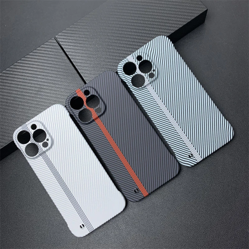 苹果14ProMax手机壳iPhone15Pro碳纤维纹理13Pro无边12ProMax超薄