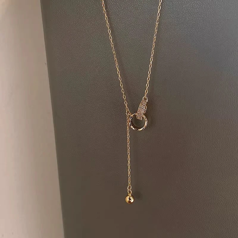 钛钢项链  金色圆圈钛钢项链女款夏季新款高级感不掉色锁骨链配饰