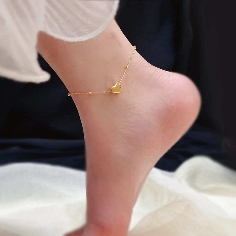 钛钢脚链  不掉色钛钢爱心脚链女2024新款高级感足链夏情人节礼物