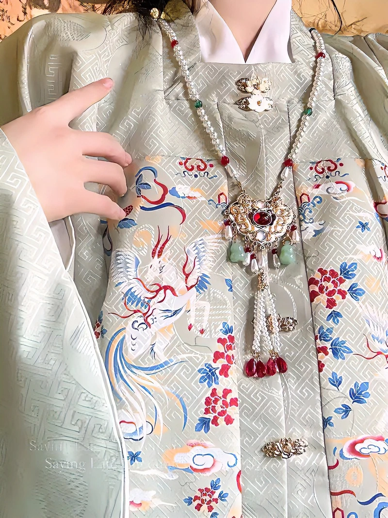 合金项链  汉服马面裙项链背云长璎珞项圈复古珠珠吊坠古风饰品女