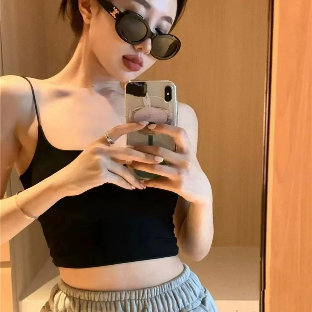 23012自带垫莫代尔软糯吊带背心打底美背修身显瘦紧身外穿短款