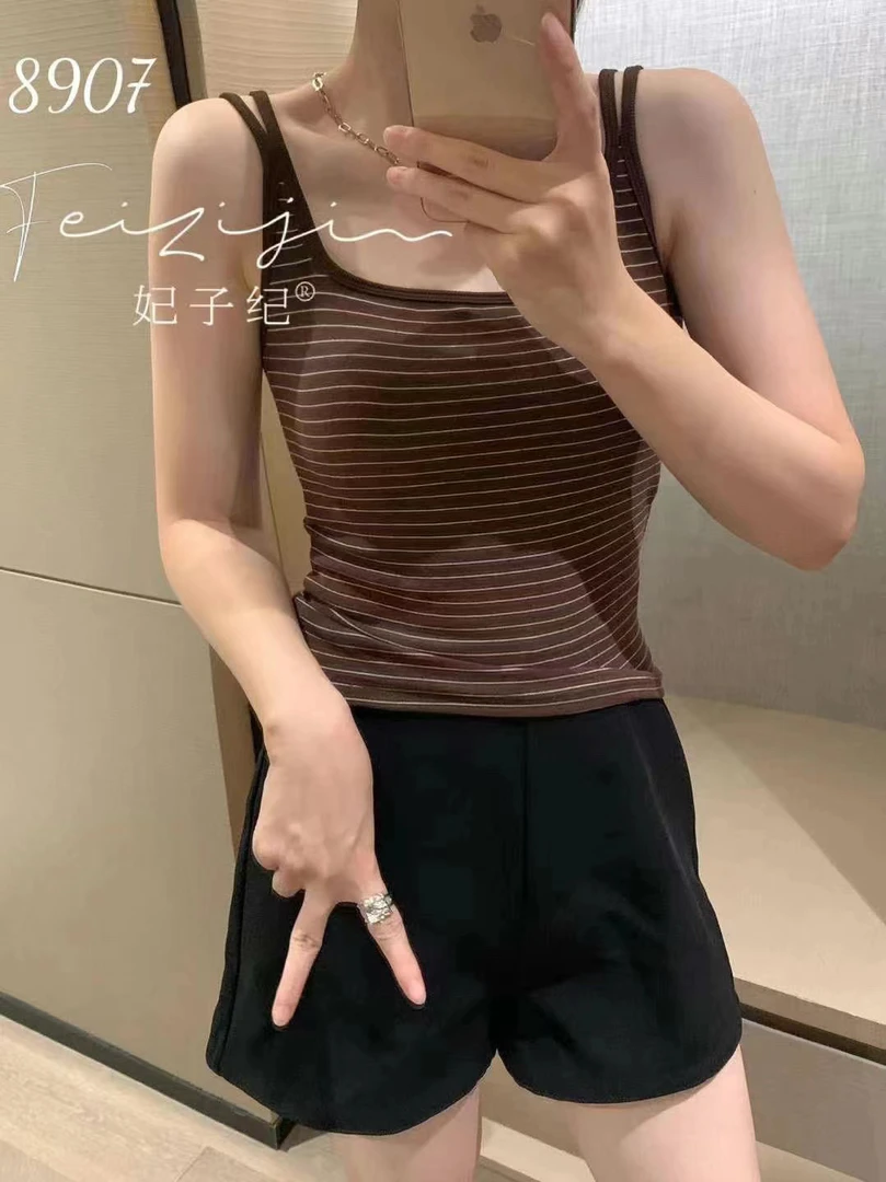 07初秋磨毛款固定罩杯背心显瘦保暖条纹气质美背时尚网红夏季瑜伽