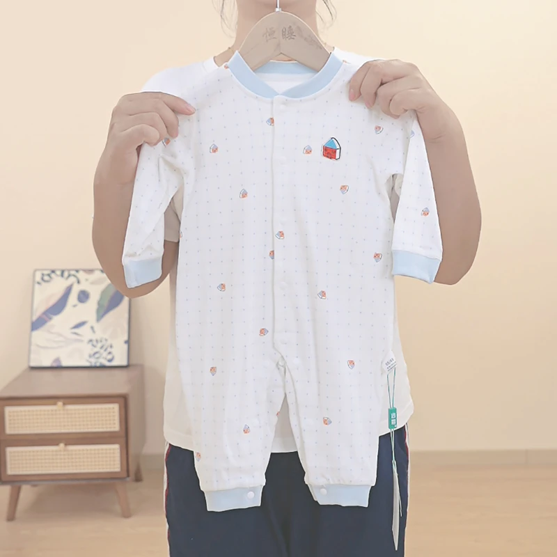 中开哈衣【田园格】新生儿衣服纯棉初生宝宝婴儿连体哈衣四季无骨