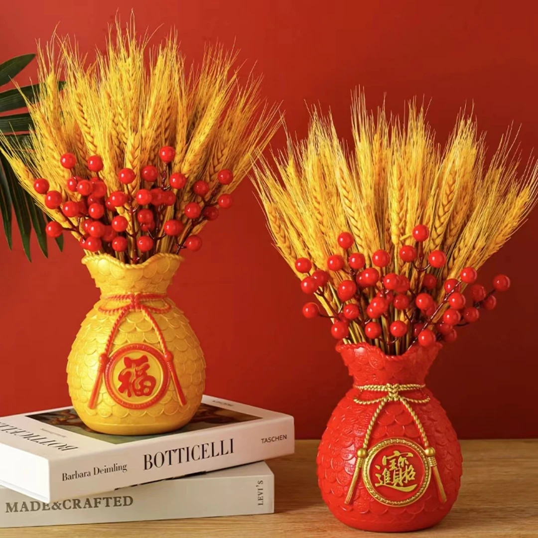 福袋麦穗花艺玄关手工摆设新中式结婚书房古典轻奢新房