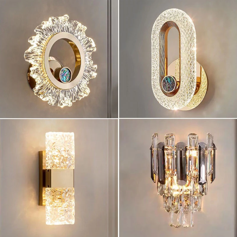 壁灯高级感轻奢创意网红水晶客厅电视背景墙灯过道楼梯卧室床头灯