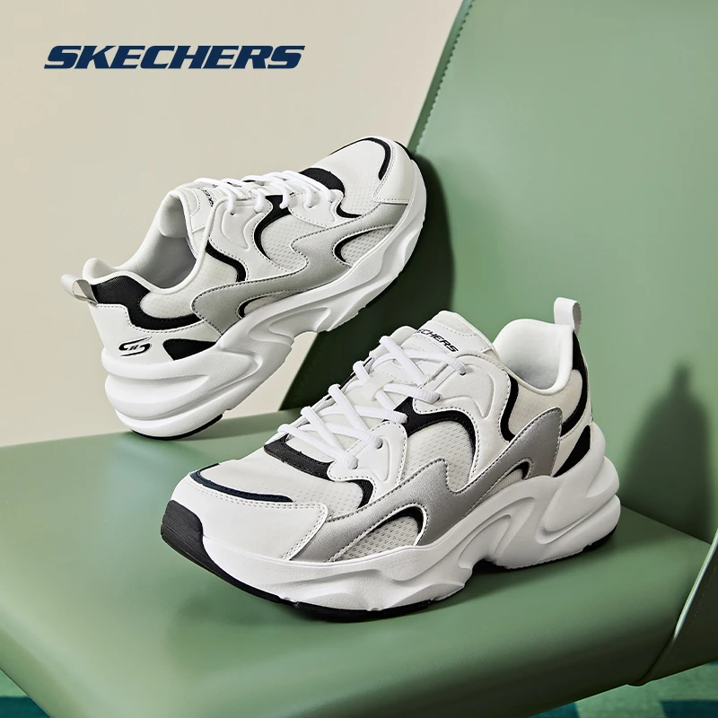 斯凯奇踏浪老爹鞋小白鞋透气男子休闲百搭学院风老爹鞋118321