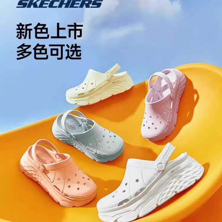 斯凯奇2024新款凉鞋洞洞鞋运动拖鞋女夏季外穿厚底泡泡鞋111127