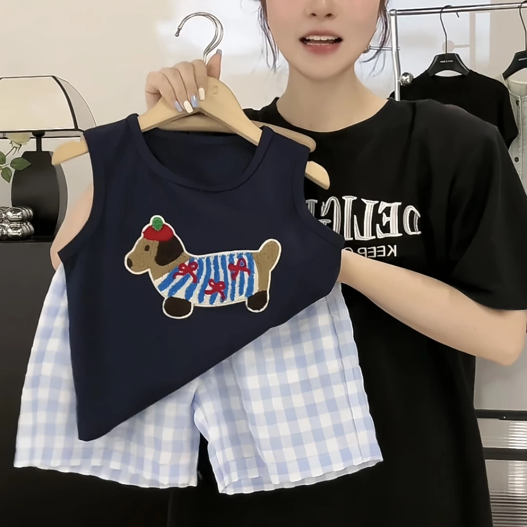 【小向子专属】夏季男童女童毛巾绣立体无袖t休闲百搭韩系儿童背心