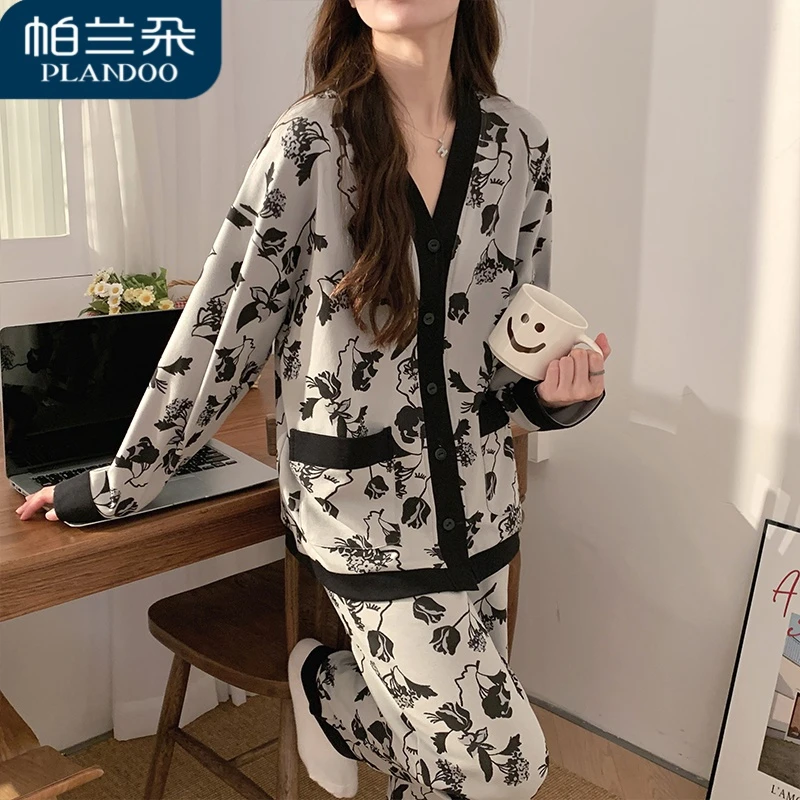 2023新款睡衣女士春秋季大码薄款长袖夏日系高级感秋冬家居服套装