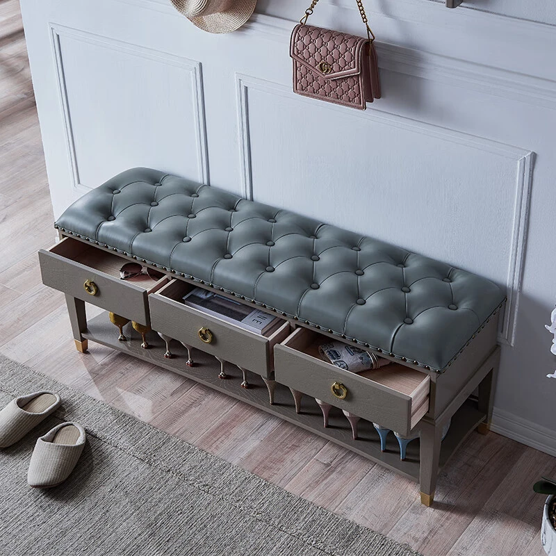 云笙家用进门口换鞋凳鞋柜新中式轻奢实木穿鞋凳入户可坐式沙发凳