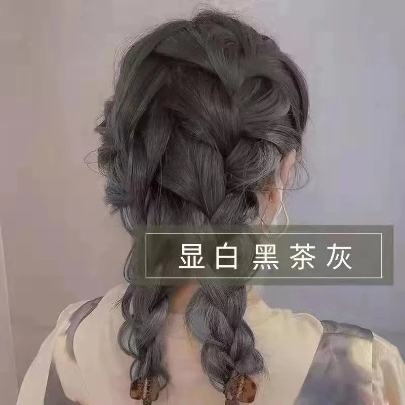 2024流行色奶茶灰棕黑茶灰色染发剂纯自己在家染发膏植物显白学生