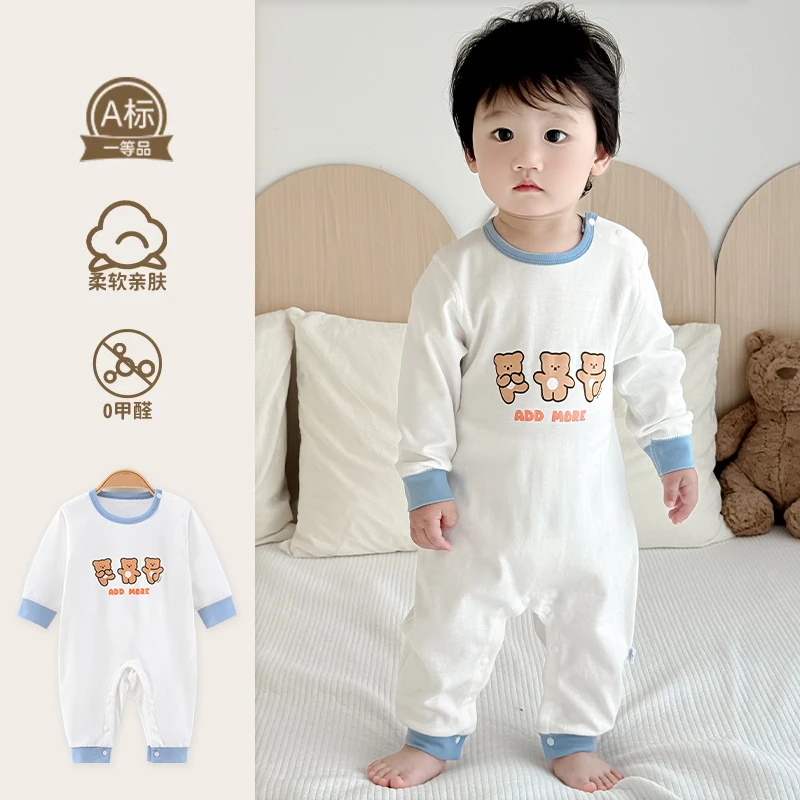 纯棉连体衣服春秋季初生宝宝睡衣新生儿超萌外出哈衣爬服长袖儿童