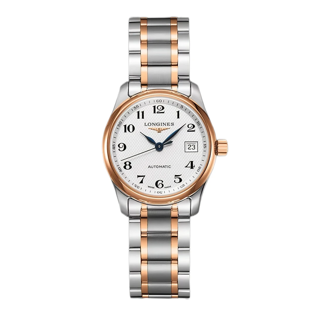 99新 Longines/浪琴 华/名匠257数字玫瑰金边/表径29女