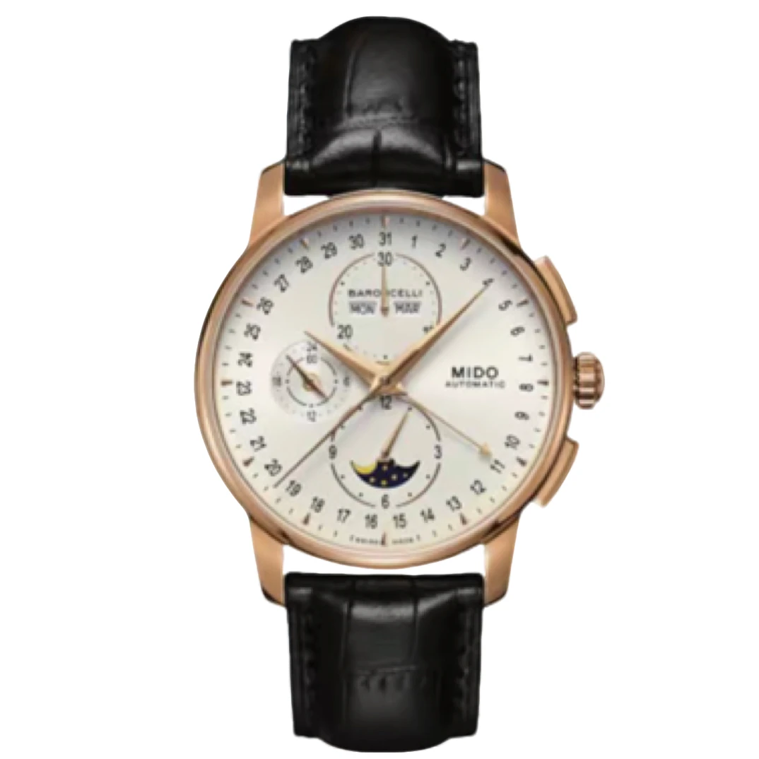 99新 Mido/美度 壹/贝伦赛丽8607月相白盘/公价22400/表径42/男士