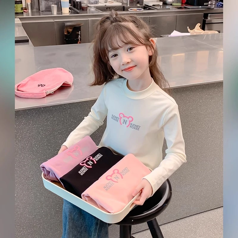 童装加绒打底衫秋冬款儿童春秋装宝宝内搭长袖T恤保暖卡通上衣