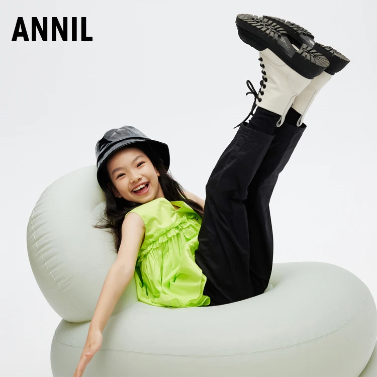 【高腰裤】安奈儿女童全腰梭织单裤2024年新款童装EG416025