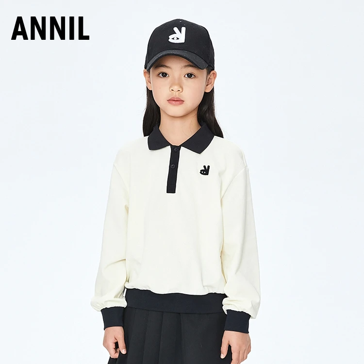 ☆【商场同款】女童学院风POLO衫针织衫秋季新款安奈儿童AG331648装