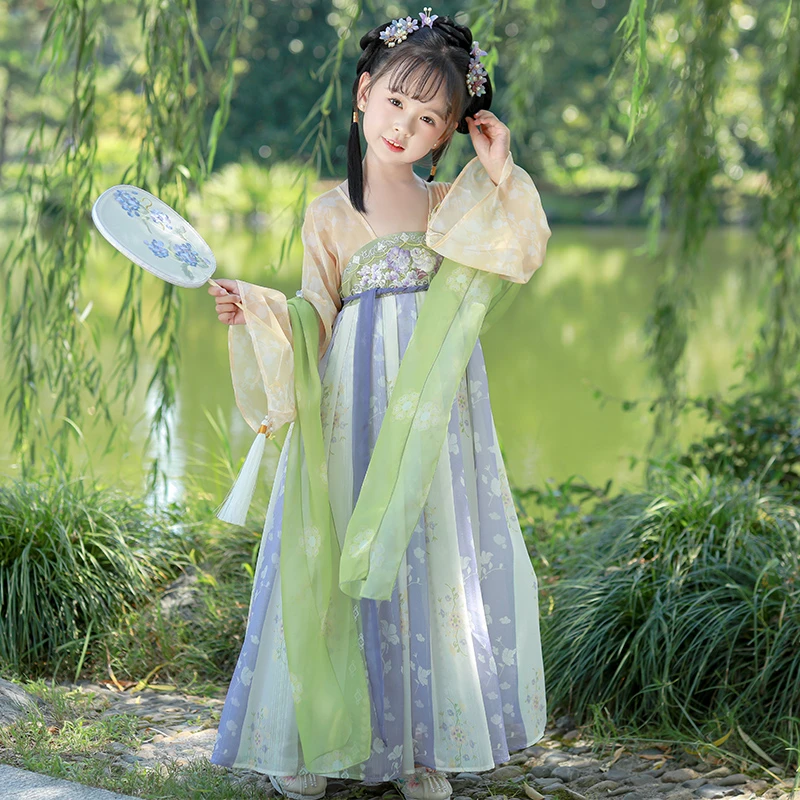 SL2842女童汉服连衣裙春秋新款儿童唐装中国风公主裙秋款古风裙子