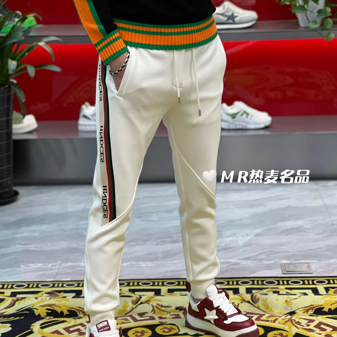 【格朗甄选】冬季加绒加厚织带拼色24款 男士修身保暖翻束脚休闲裤