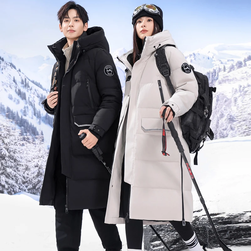 冬季新款羽绒服男女同款情侣装长款过膝加厚保暖户外工装冬装外套
