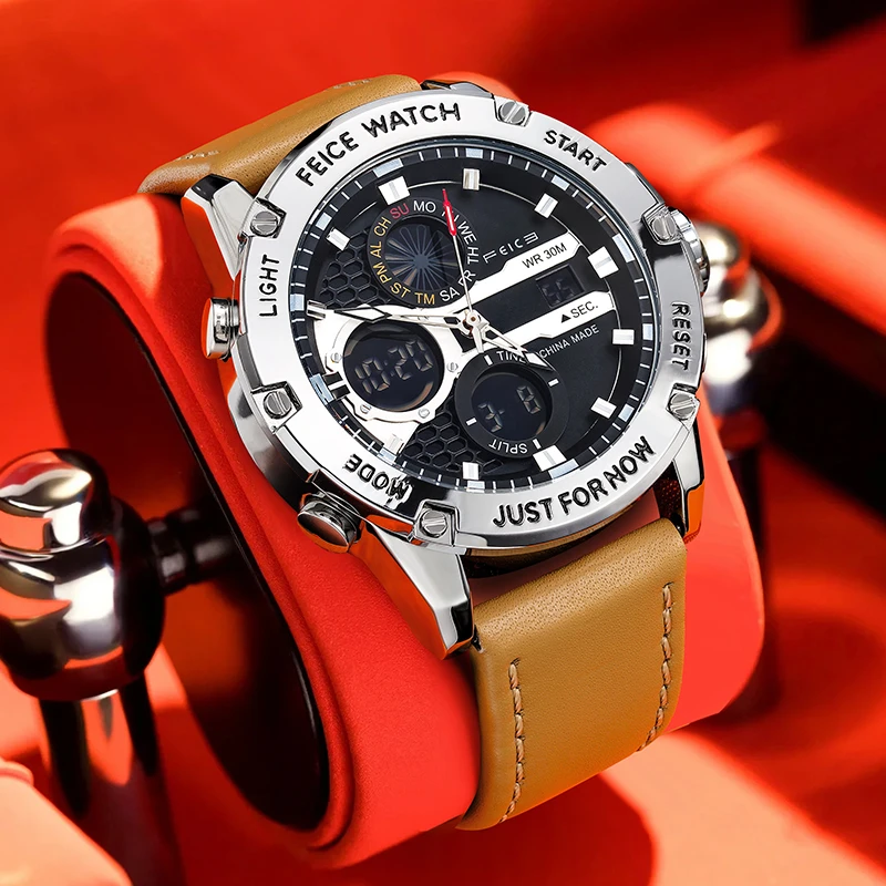 【旗舰店直营】飞克双显潮流时尚男士手表防水夜光腕表经典款男表