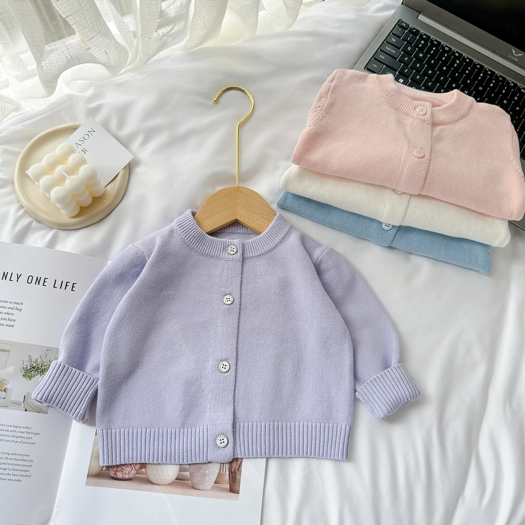 【可儿妈】婴幼儿棉纱毛衣开衫新生儿针织衫春秋儿童外套韩版外搭