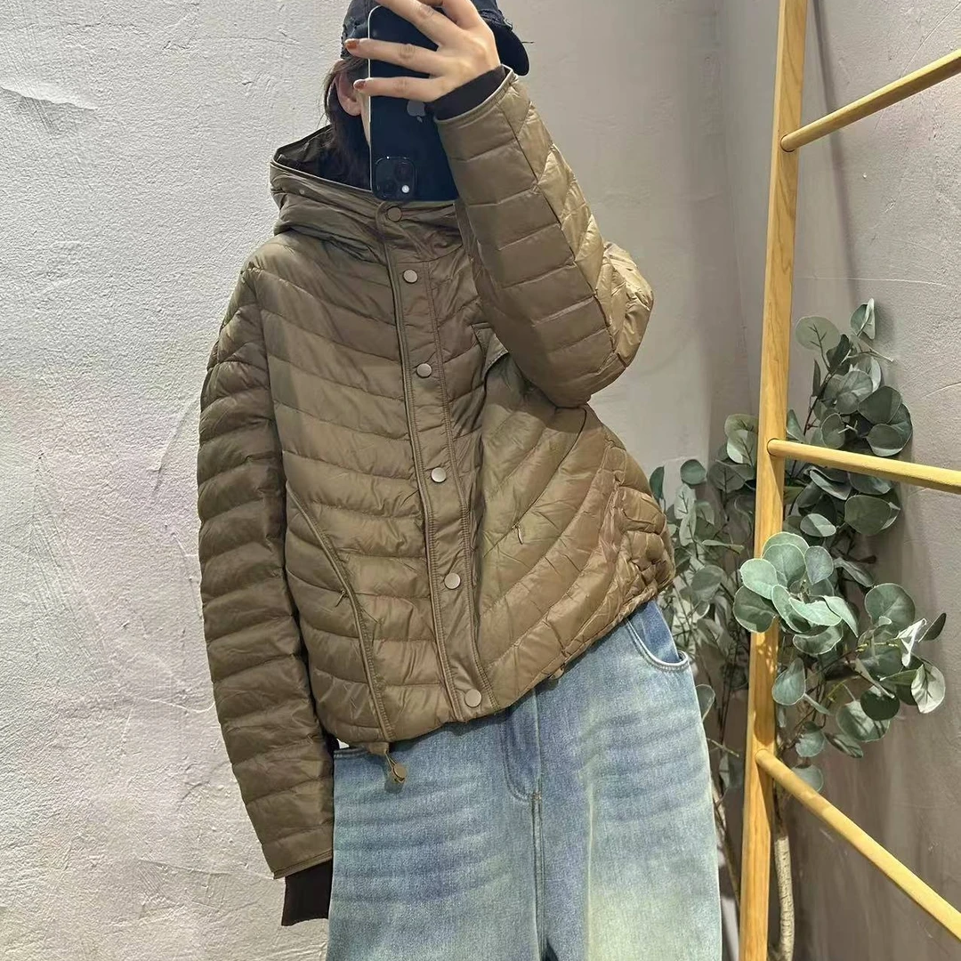 【半奏】秋冬新款 （130斤之间）设计款口袋连帽纯色羽绒服