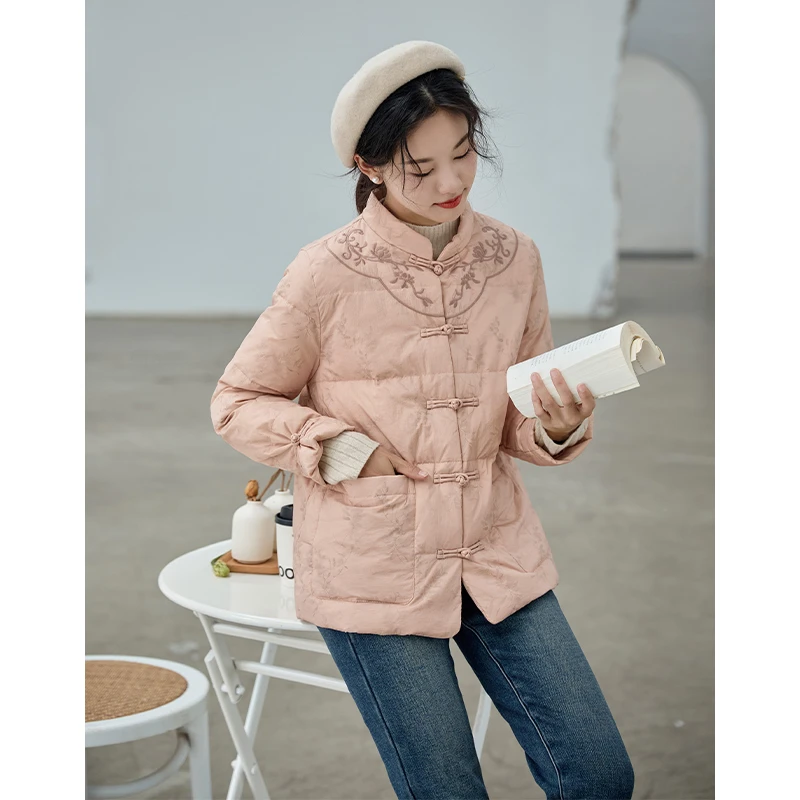 红念新中式盘扣羽绒服女短款冬季2024年新款设计感小仙桃冬装外套