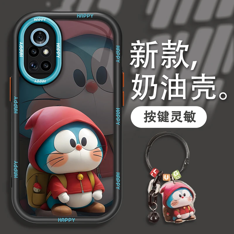 适用于华为nova8叮当猫手机壳奶油硅胶全包软壳卡通创意女款防摔
