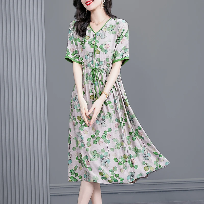 【韩穆定制】KA221877妈妈装连衣裙大码女夏2022新款别致漂亮裙子