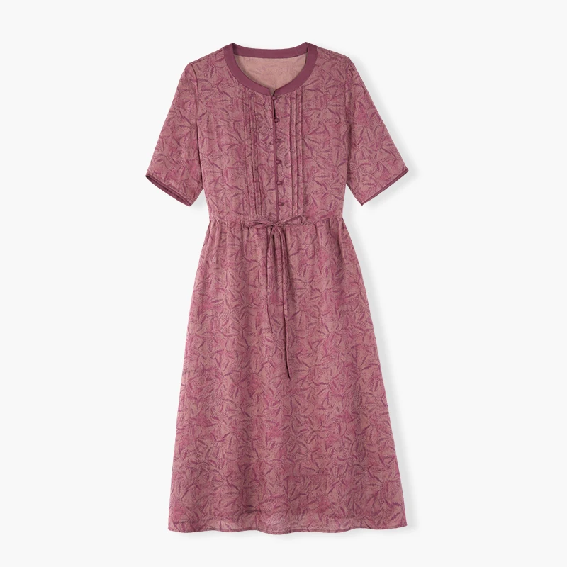 韩穆KA67918夏季高端苎麻女装连衣裙新款洋气减龄复古裙子