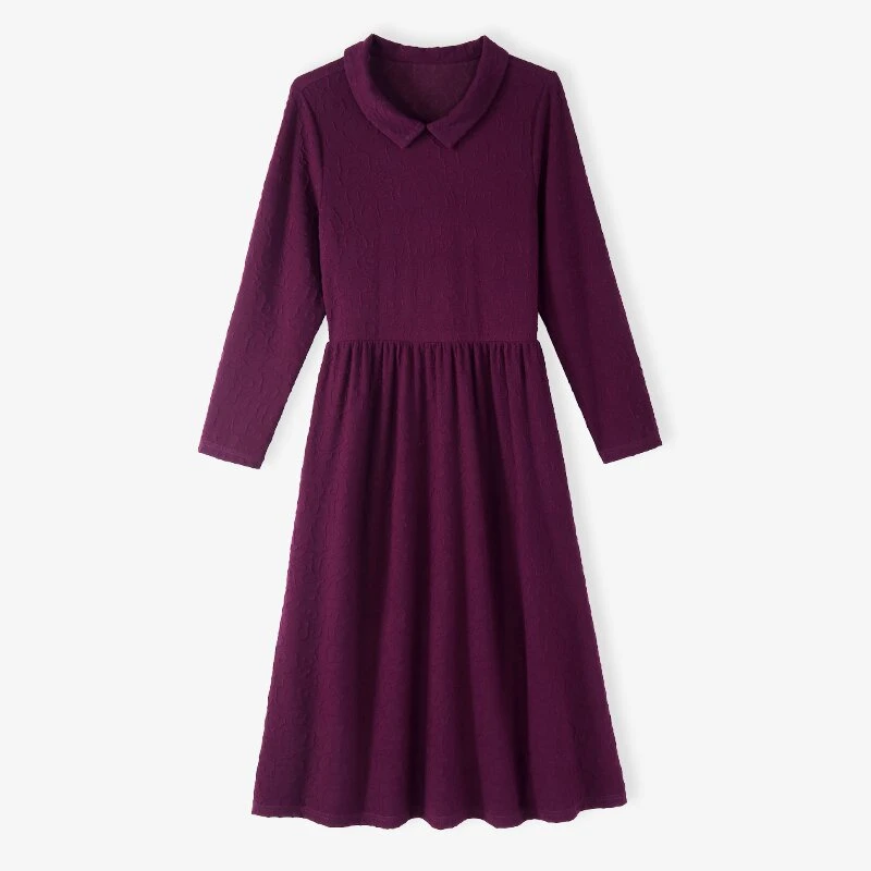 韩穆KA68802气质名媛长袖妈妈装2024新款大码高端连衣裙长袖精致