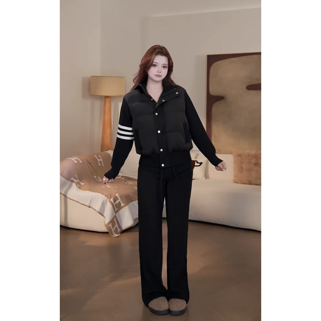 朴萄PUUTAO【陪你过冬】秋冬针织假两件拼接加厚棉服外套P243CY187