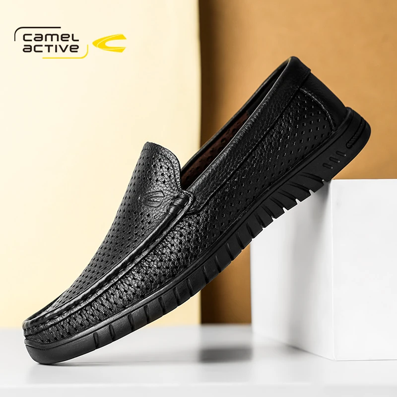 骆驼动感男鞋男士皮鞋休闲百搭黑色春季工作男鞋男士皮鞋休闲百搭