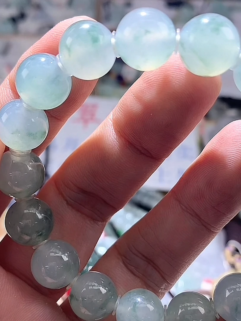 天然缅甸翡翠A货手串冰透清新