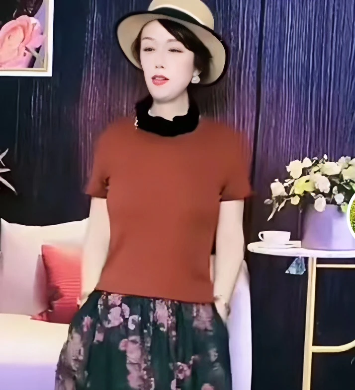 BOXIU【零触感】夏季时尚休闲百搭女士圆领打底衫纯色套头上衣