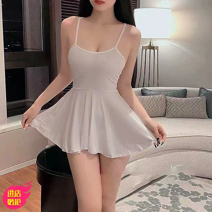蕾丝吊带睡裙日式睡衣性感开叉睡裙女夏款高级感薄款液态冰丝套装