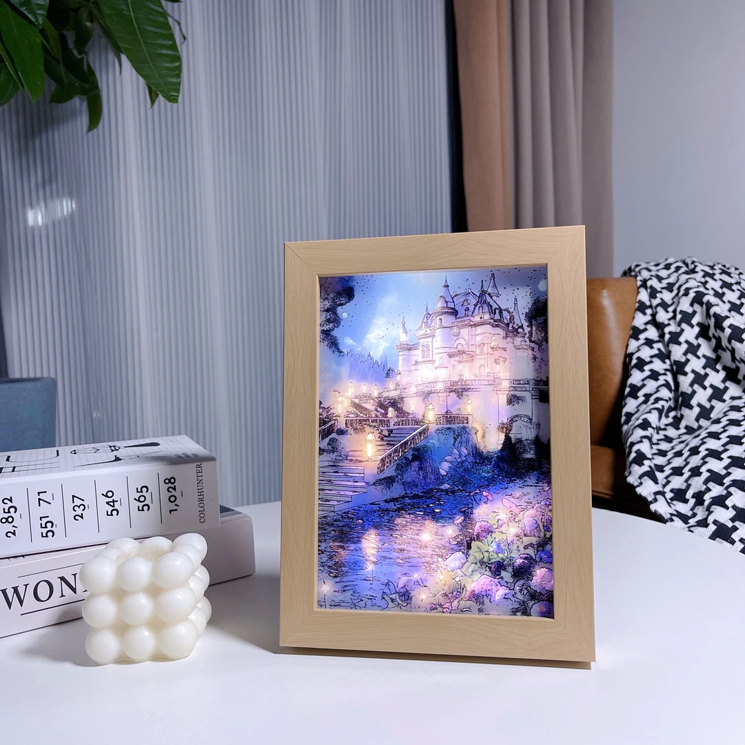 ins风新款阳光画情侣礼物床头灯光画装饰画动漫灯光画充电创意
