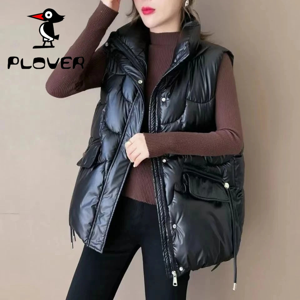 琢木鸟断码羽绒马甲女亮面免洗短款宽松立领冬季外穿保暖坎肩外套