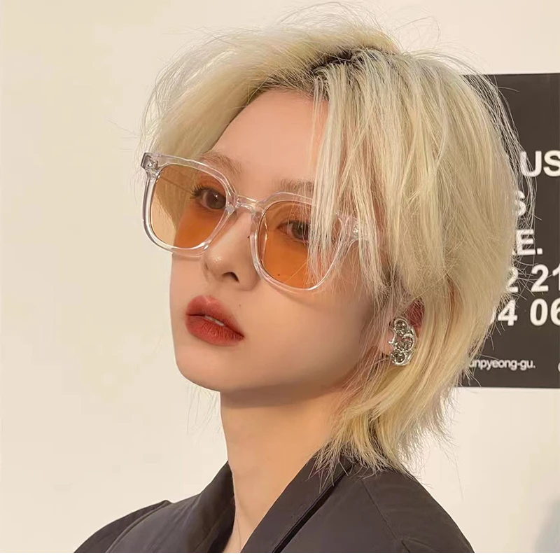 墨镜男开车显瘦个性复古韩版透明茶色方框太阳镜女高级感网红瘦脸