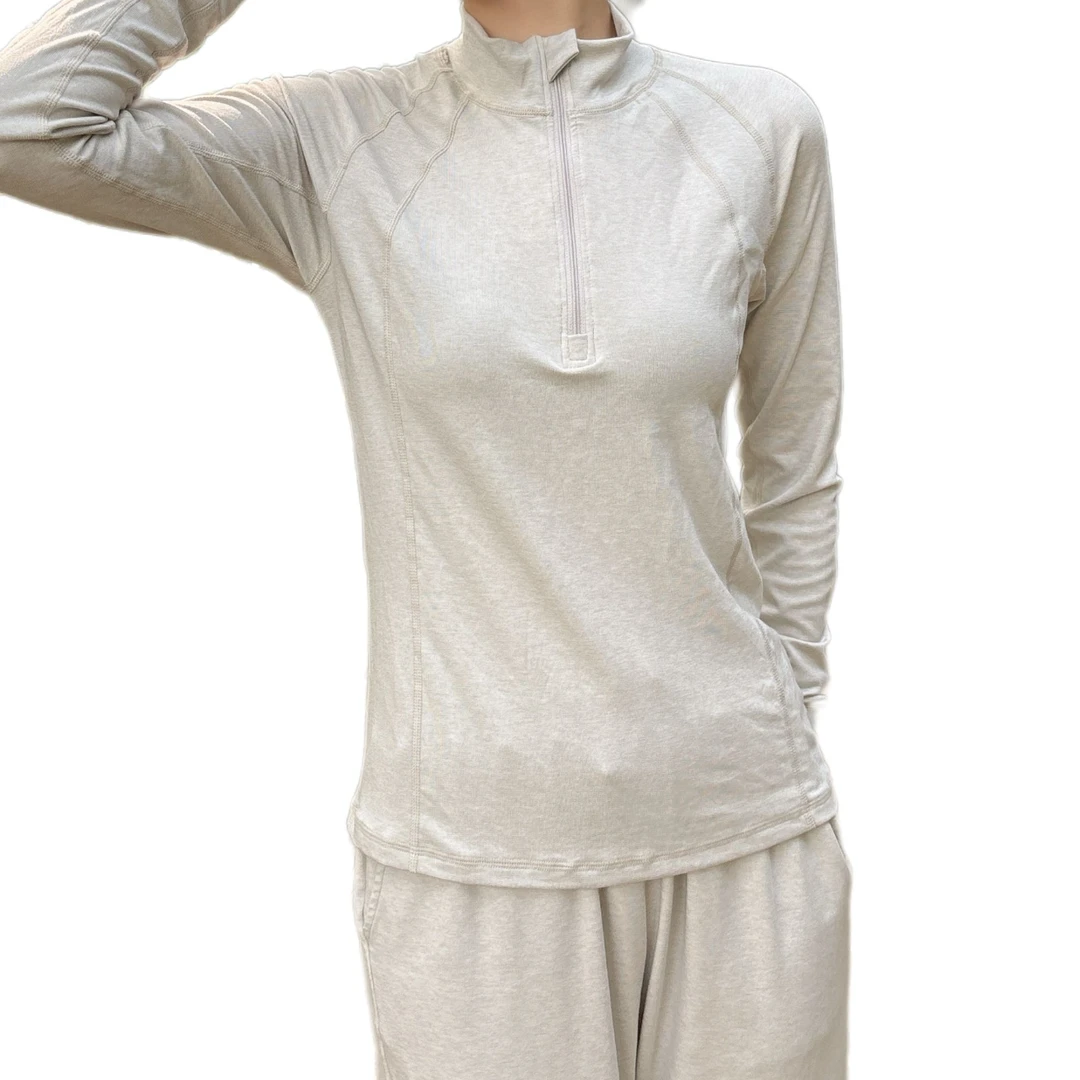 美利奴绵羊毛双色女士半拉链速干卫衣户外运动立领美丽诺长袖衫